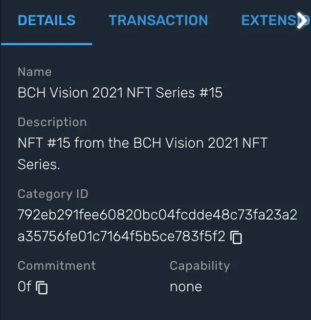 NFT metadata in Paytaca wallet