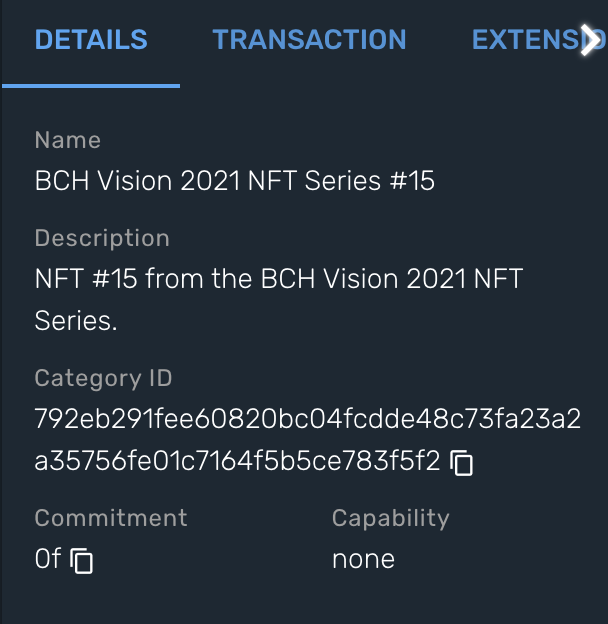NFT metadata in Paytaca wallet